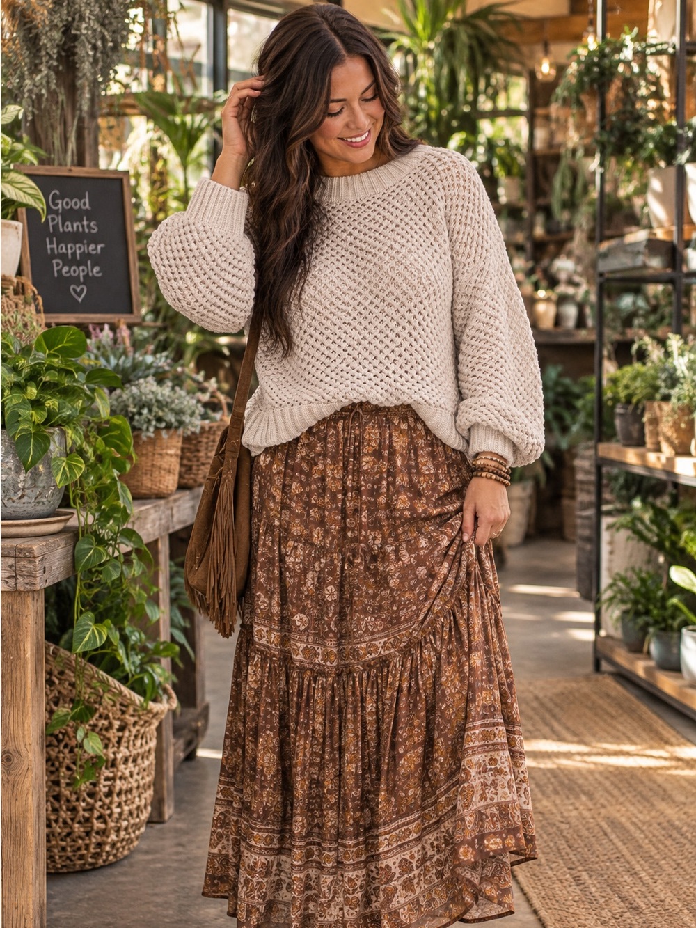 Hollister Cream Taupe Chunky Sweater | Size Large with stretch